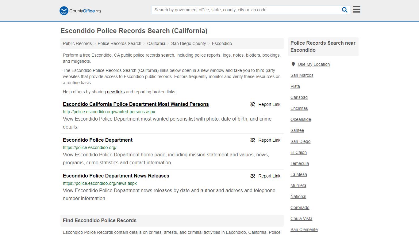 Police Records Search - Escondido, CA (Accidents & Arrest Records)