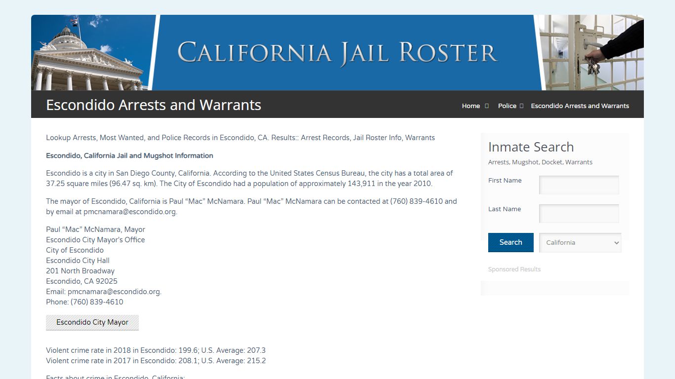 Escondido Arrests and Warrants | Jail Roster Search