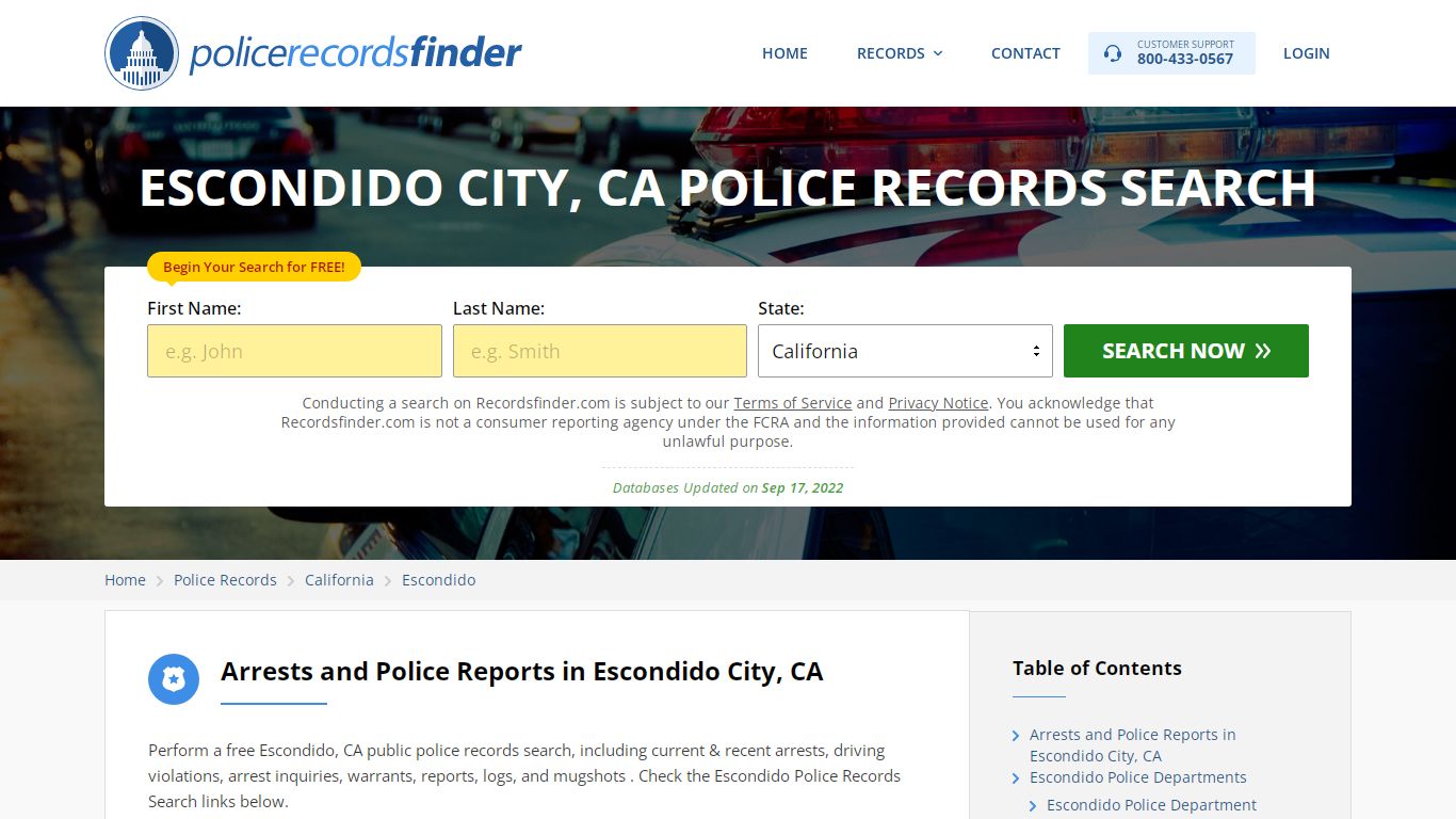 Escondido, San Diego County, CA Police Reports & Police Department Records